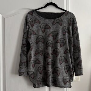 Gray Cat Print Top